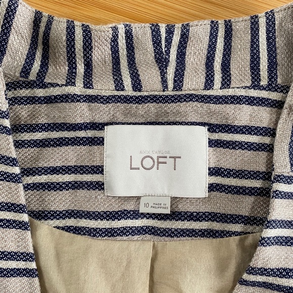 LOFT 👜 Tan/Blue Linen Blazer - Picture 7 of 9